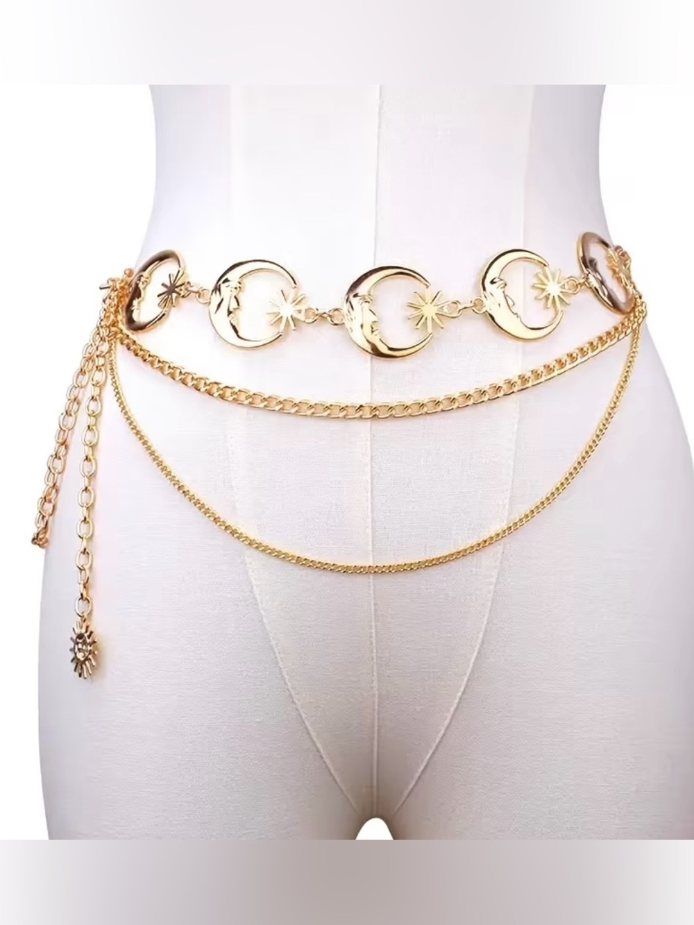 NEW! Gold Chain Link Waist Belt. Boho Moon & Star Belt 🌙✨ A8-262 - Picture 4 of 6